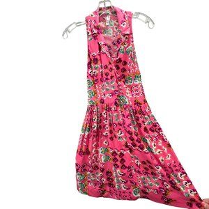 Xhilaration Pink Floral Shirt Dress size XS Sleeveless Collar Button Front